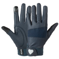 Guanti Horze con stampa a cuore scintillante per bambini Blu navy scuro
