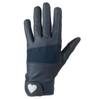 Guanti Horze con stampa a cuore scintillante per bambini Blu navy scuro Guanti Horze con stampa a cuore scintillante per bambini Blu navy scuro