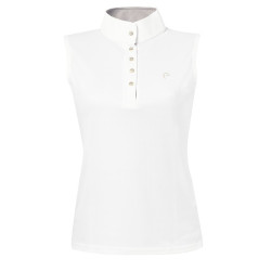 Polo Equithème Mesh Colori SM Bianco / marrone / bianco