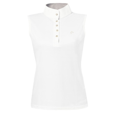 Polo Equithème Mesh Colori SM Bianco / marrone / bianco