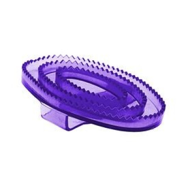 Piccola striglia morbida Horze in gomma trasparente Viola
