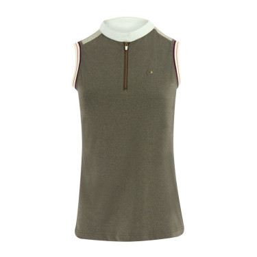 Polo da donna Equithème Smoff senza maniche Ferro Beige