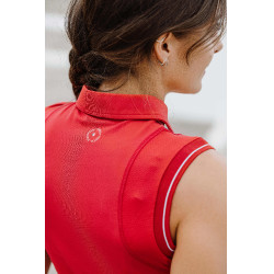 Polo Equithème Sarah senza maniche Ciliegia Rosso Polo Equithème Sarah senza maniche Ciliegia Rosso