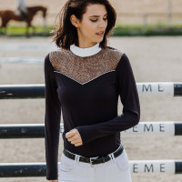Polo Equithème Valencia a maniche lunghe Nero