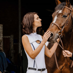 Polo Equithème Puebla senza maniche Bianco / grigio