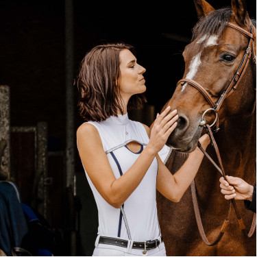 Polo Equithème Puebla senza maniche Bianco / grigio