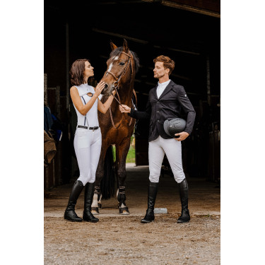 Polo Equithème Puebla senza maniche Bianco / grigio