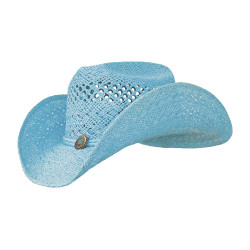 Cappello da cowgirl colorato in paglia Tombstone Azzurro cielo Blu Cappello da cowgirl colorato in paglia Tombstone Azzurro cielo Blu