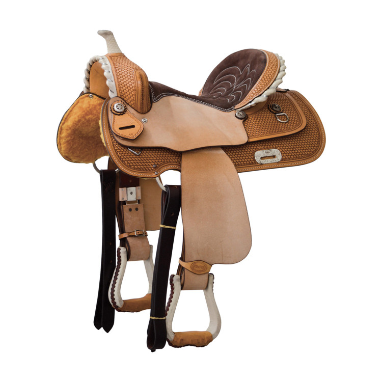 Sella western barrel Denver Arabian con paletta quadrata e seduta colorata
