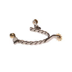Speroni western Lakota in acciaio inox intrecciati con rotella