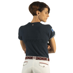 Damen-Poloshirt France Collection Flags & Cup Blu navy