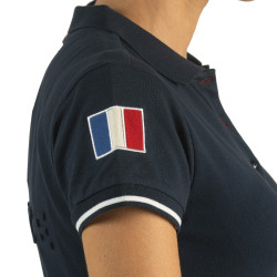 Damen-Poloshirt France Collection Flags & Cup Blu navy
