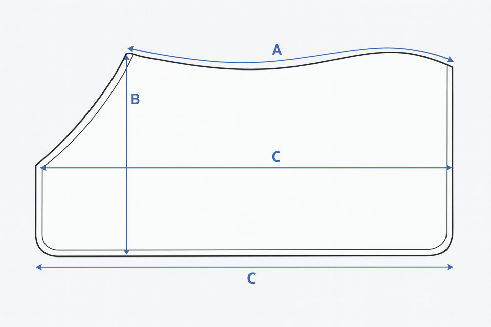 Illustrazione della guida alle taglie per Coperture da box Kingsland