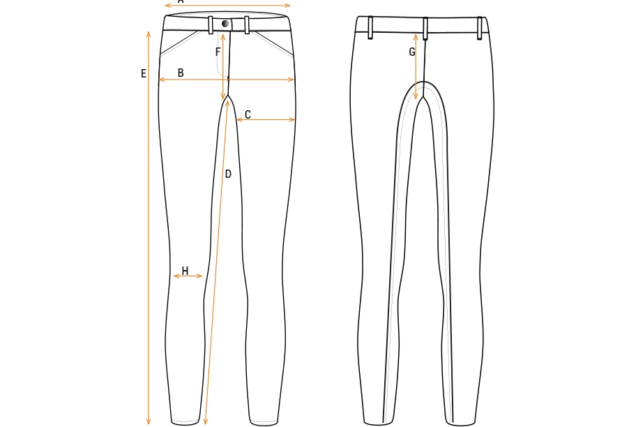 Illustrazione della guida alle taglie per Pantaloni da donna Equestro