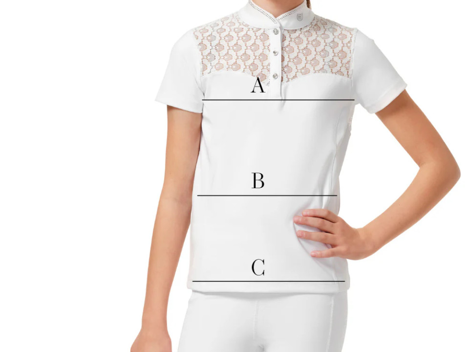Illustrazione della guida alle taglie per Polo, t-shirt e camicie Equestrian Stockholm