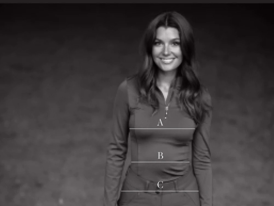 Illustrazione della guida alle taglie per Abbigliamento da equitazione Equestrian Stockholm