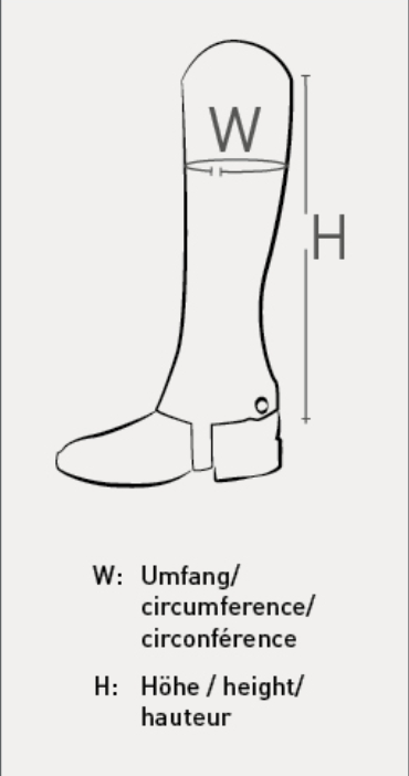 Illustrazione della guida alle taglie per Chaps equitazione ELT