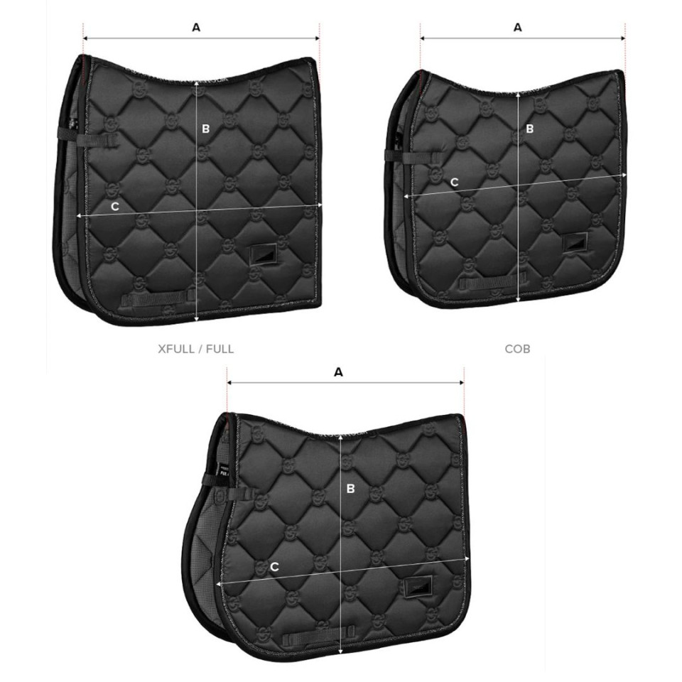 Illustrazione della guida alle taglie per Sottosella Equestrian Stockholm