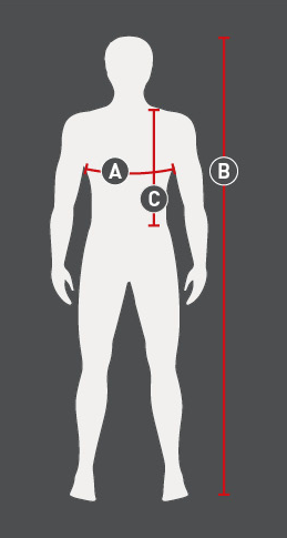 Illustrazione della guida alle taglie per Gilet airbag equitazione Swing